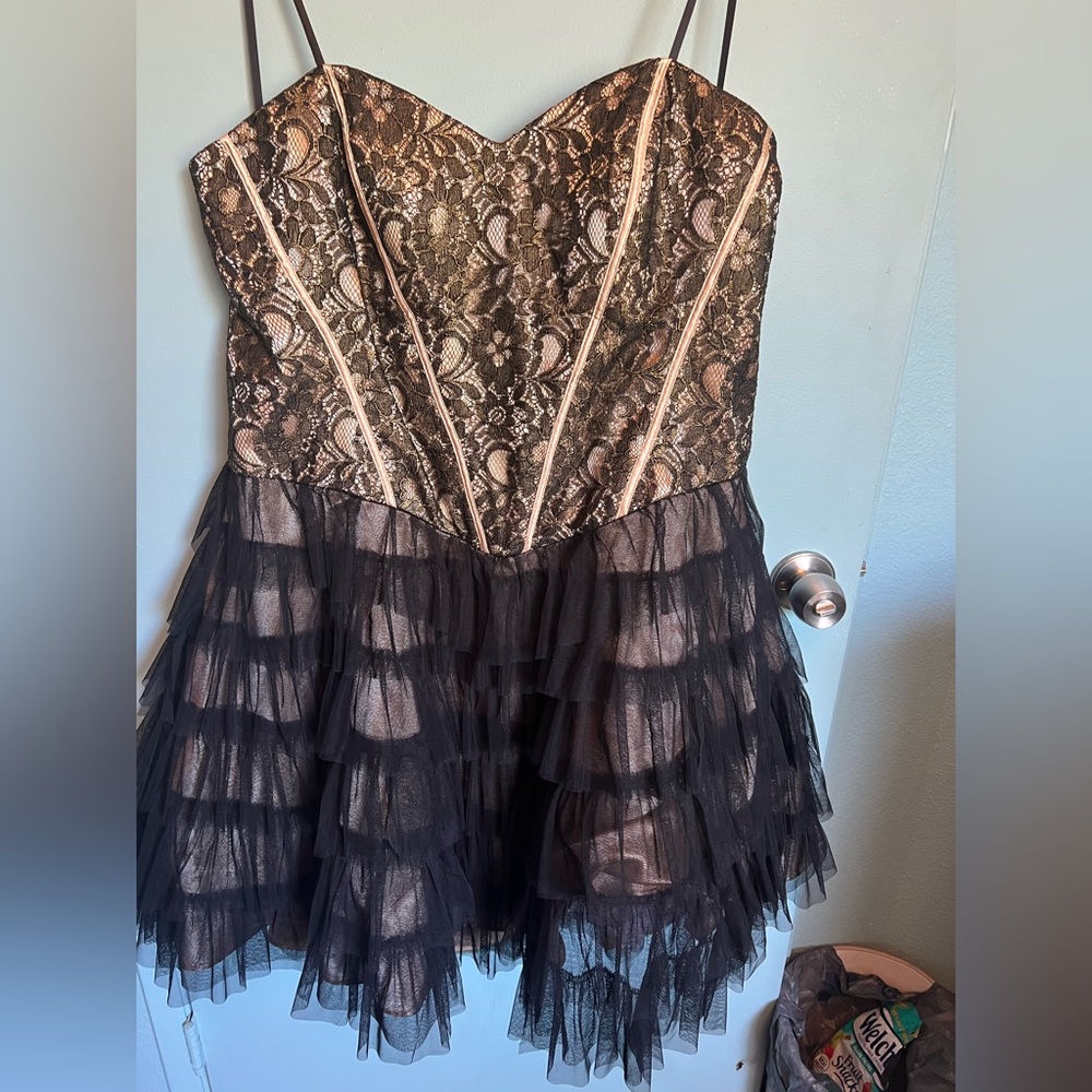 Never worn black and gold strapless dress